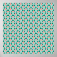 Yukka Rose Peach Et Motif Art Déco Vert