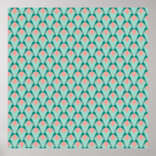 Yukka Rose Peach Et Motif Art Déco Vert