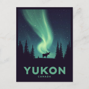 Yukon Aurora Eland Vintage Noorderlicht Briefkaart