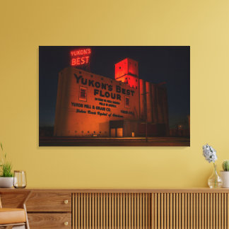 Yukon' Best Flour Neon Night Artistieke Weergave Canvas Afdruk