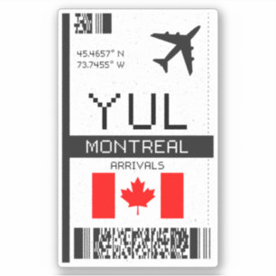 YUL Montreal Boarding Pass - Canada Reizen Sticker