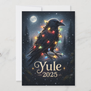 Yule 2025 raaf kraai feestdagenkaart