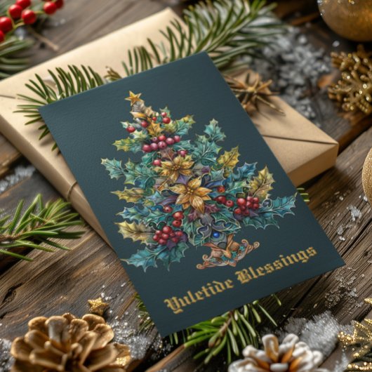 Yule Bénédictions hiver Solstice Carte de vacances