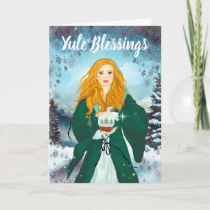 Yule Blessings Winter Solstice Snow Magick Witch Kaart