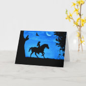 Yule Cartes de fin de année avec Hibou de cavalier (Fleur jaune)