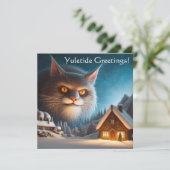 Yule Cat Flat Christmas Kaart (Staand voorkant)