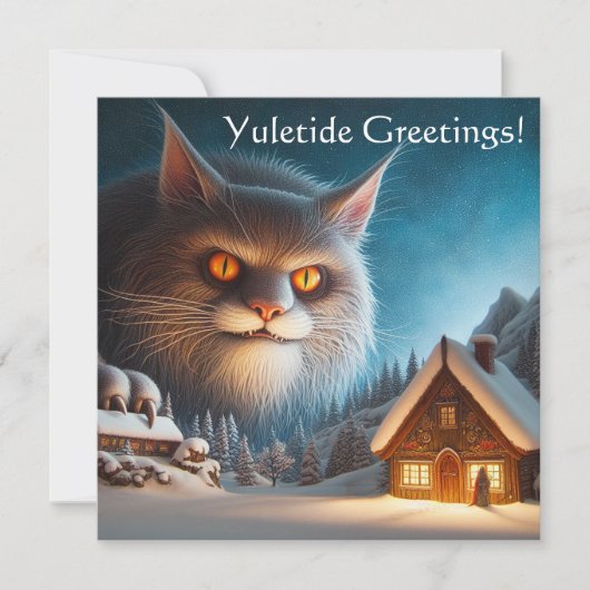 Yule Cat Flat Christmas Kaart (Voorkant)