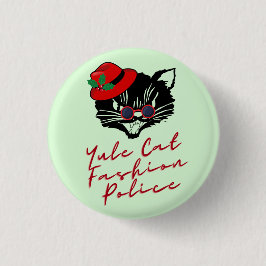 Yule Cat Mode Police Ronde Button 3,2 Cm