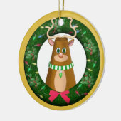 Yule Deer Round Personalized Ornament (Links)