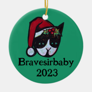Yule Kitty Cat Keramisch Ornament