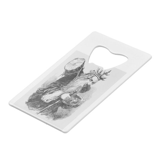 Yule Log en de kerstman Kredietkaart Flessenopener (Achterkant Gekanteld)