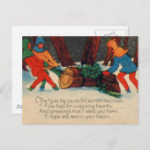 Yule Log Feestdagenkaart (Voorkant / Achterkant)