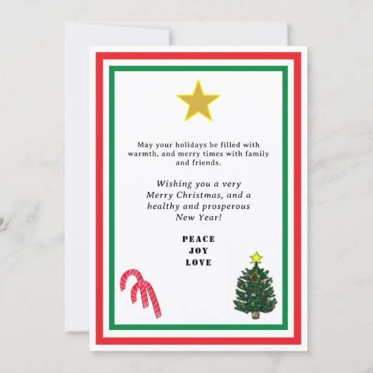 Yule Log Red Bow Candy Canes INSERT PHOTO Feestdagenkaart (Achterkant)