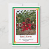 Yule Log Red Bow Green Red INSERT PHOTO Feestdagenkaart (Voorkant)