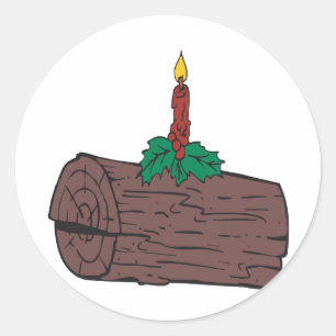 Yule Log Ronde Sticker