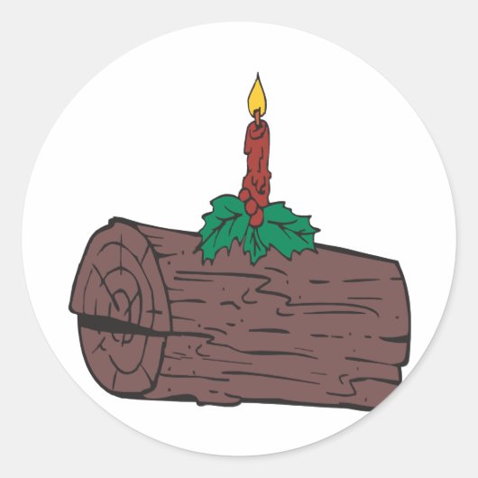 Yule Log Ronde Sticker (Voorkant)