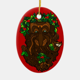 Yule Pagan GreenMan Decoration Keramisch Ornament