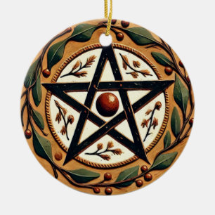 Yule Pentacle Keramisch Ornament