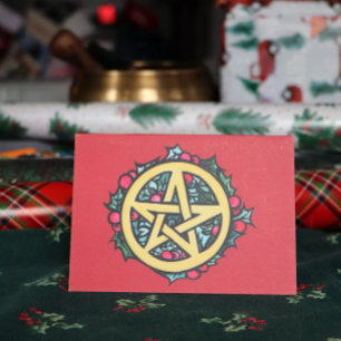 Yule Pentacle Merry Yule Blessings Kaart