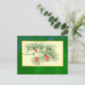 Yule Pine Branch Carte postale Vintage (Debout devant)