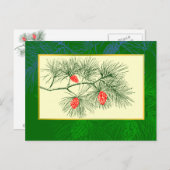 Yule Pine Branch Carte postale Vintage (Devant / Derrière)
