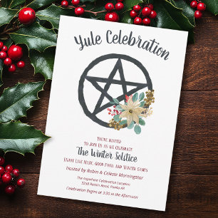 Yule Poinsettia Winter Solstice Pentacle Star Kaart