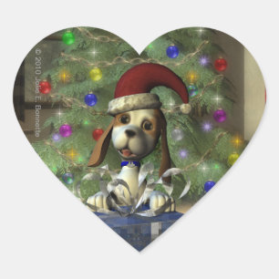Yule Puppy Heart Sticker