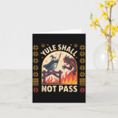 Yule Shall Not P Fantasy Krampus Holiday Pun Funny Kaart (Gele Bloem)