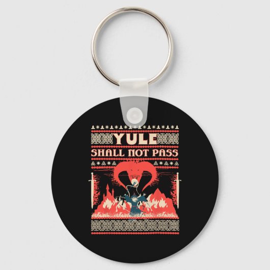 Yule Shall Not P Fantasy Wizard Holiday Pun Funny Sleutelhanger (Voorkant)