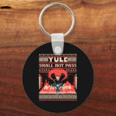 Yule Shall Not P Fantasy Wizard Holiday Pun Funny Sleutelhanger (Voorkant)