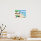 "Yule Tide" — Vacatie van de Kerstman en de rendie Poster (Keuken)