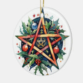 Yule Tree Winter Solstice Holly Wicca Pentacle Keramisch Ornament (Links)