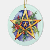 Yule Tree Winter Solstice Holly Wicca Pentacle Keramisch Ornament (Links)