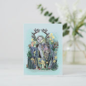Yule Winter Solstice Barn Owl met looppas Briefkaart (Staand voorkant)