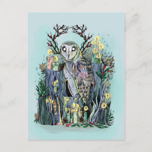 Yule Winter Solstice Barn Owl met looppas Briefkaart