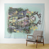 Yule Winter Solstice Barn Owl met looppas Wandkleed (In Situ (horizontaal))