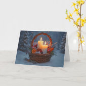 Yule Winter Solstice Basket gemaakt van wijnstokke Kaart (Gele Bloem)