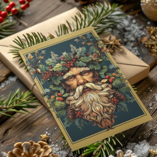 Yule Winter Solstice Holly King Carte de vacances