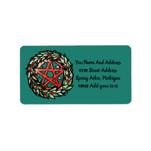Yule Wreath Pentacle Pagan Pentagram Holiday Etiket