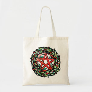 Yule Wreath Pentacle Pagan Pentagram Holiday Tote Bag