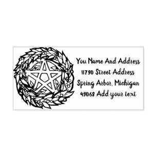 Yule Wreath Pentacle Pagan Pentagram Holiday Zelfinktende Stempel