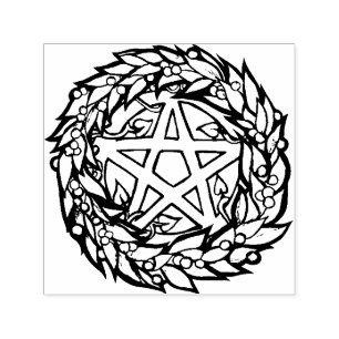 Yule Wreath Pentacle Pagan Pentagram Holiday Zelfinktende Stempel