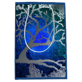 Yule zilveren boom cadeau tassen medium cadeauzakje