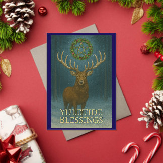 Yuletide Blessings Stag Acrylic Invitation Card Acryl Uitnodigingen