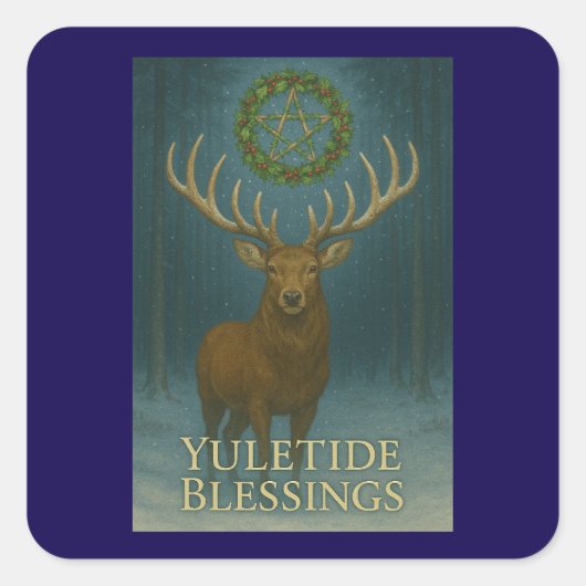 Yuletide Blessings Stag Christmas Stickers (Voorkant)