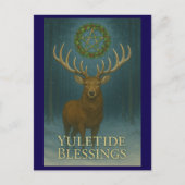 Yuletide Blessings Stag Holiday Postcard Feestdagenkaart (Voorkant)