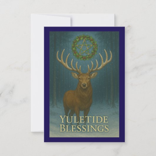 Yuletide Blessings Stag Invitation Card (Devant)