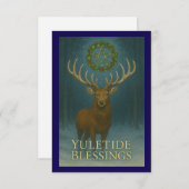 Yuletide Blessings Stag Invitation Card (Devant / Derrière)