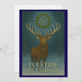 Yuletide Blessings Stag Invitation Card Kaart (Voorkant / Achterkant)