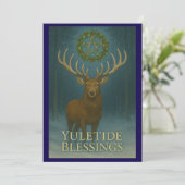 Yuletide Blessings Stag Invitation Card Kaart (Staand voorkant)